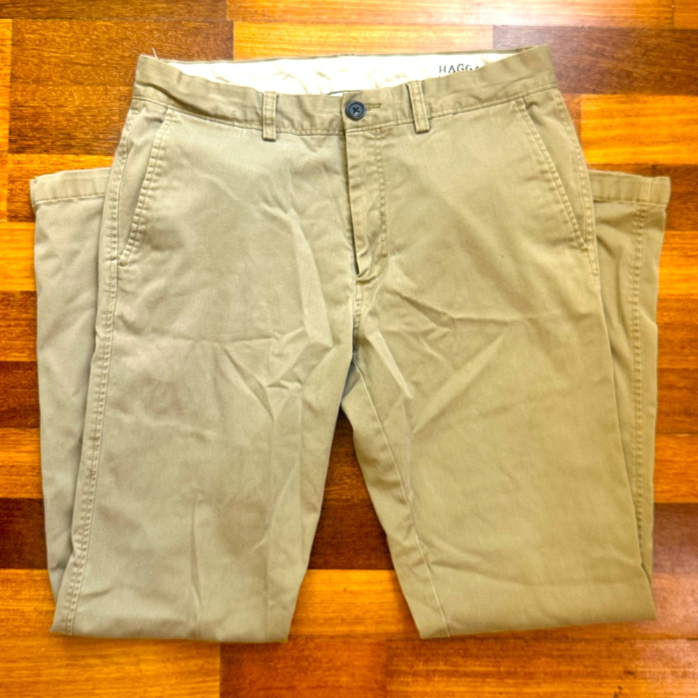 Life Khaki (Haggar)Tan Chinos Straight Leg Cotton Blend Size 32x32